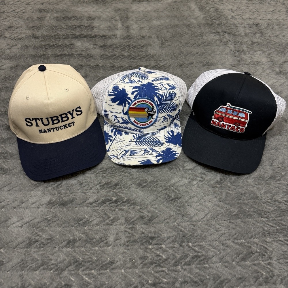 Nantucket Hat Trucker Baseball Cap Lot Of 3 Mesh Embroidered Adjustable